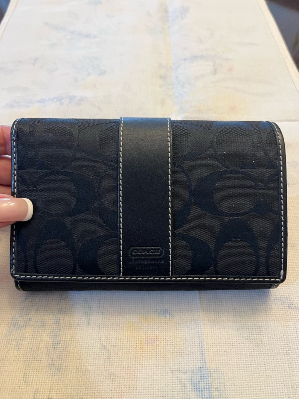 Coach Black Signature Canvas Trifold Wallet